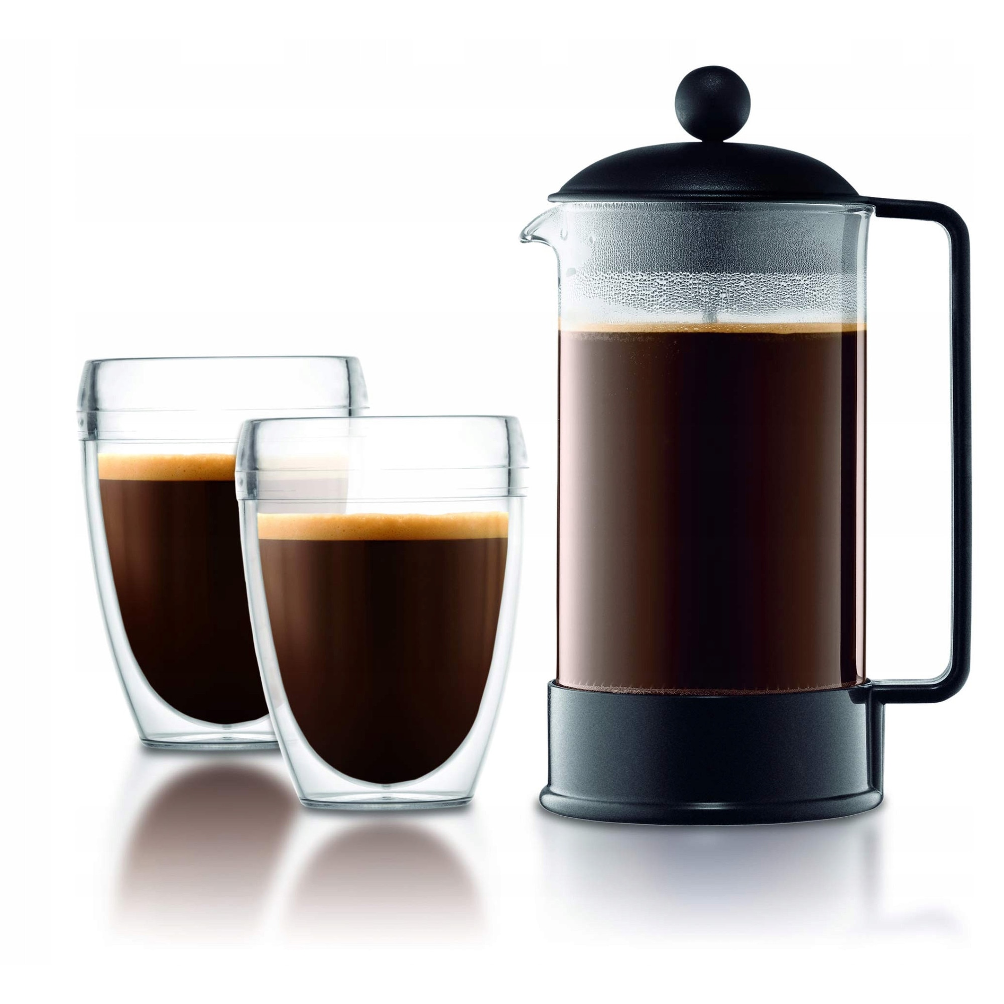 Cafetiera Bodum, model 1543-01US, 3 cani, sticla borosilicata, negru, 18,29x10,67x8,64cm