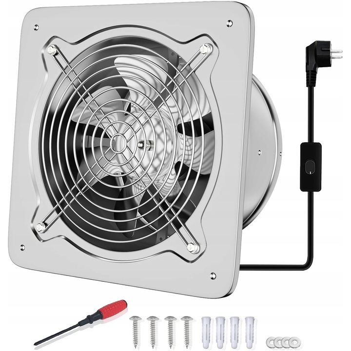 Ventilator de extractie 150mm, 525m3/h, cu clapa de retur, pentru baie, montaj pe perete