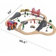 Set trenulete de jucarie din lemn, 72 elemente, tema de salvare, multicolor, 90x73x8,5cm