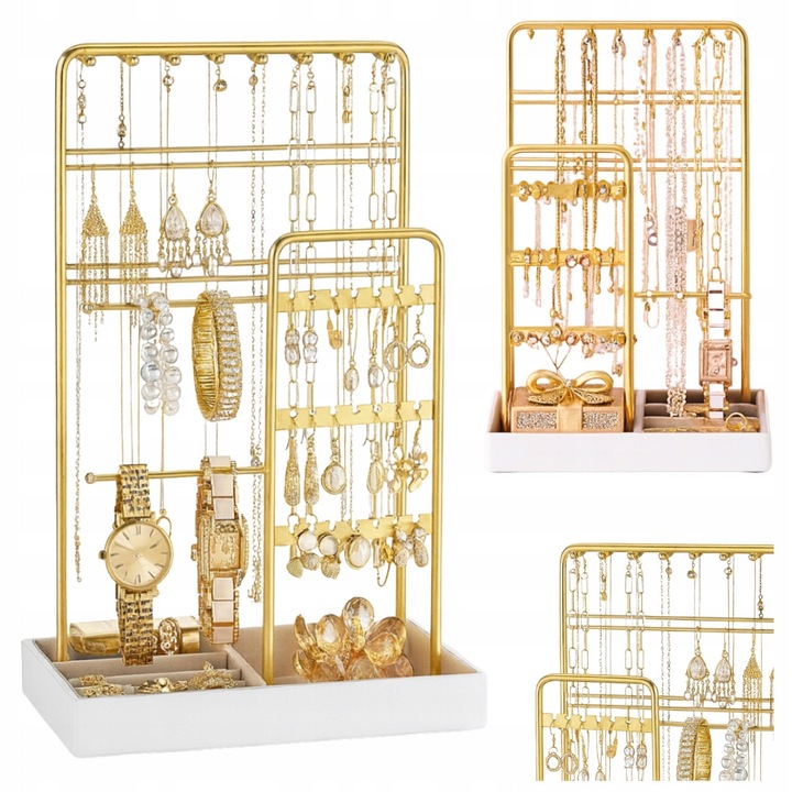 Ékszerrendező, fém, bársony, 30 cm, 24 pár fülbevaló, szett