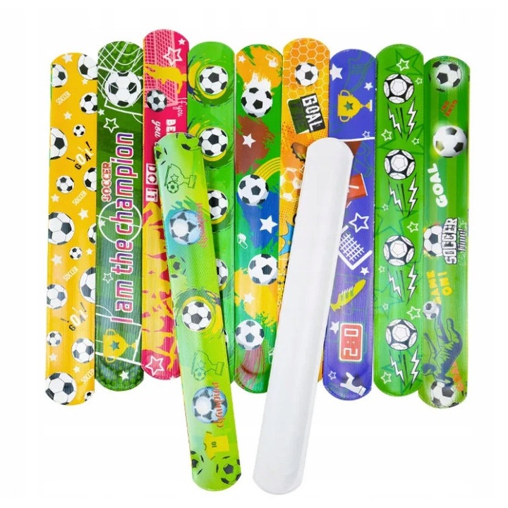 Set 24 bratari pentru copii, motiv fotbal, elastice, multicolor