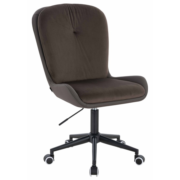 Scaun de birou, Votana, HR690K, Velvet&soft Piele Pu, Baza Neagra, Ciocolata/Cafea