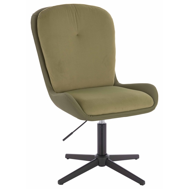 Scaun de birou, Votana, HR690CROSS, Velvet&soft Piele Pu, Baza Neagra, Masline/Khaki