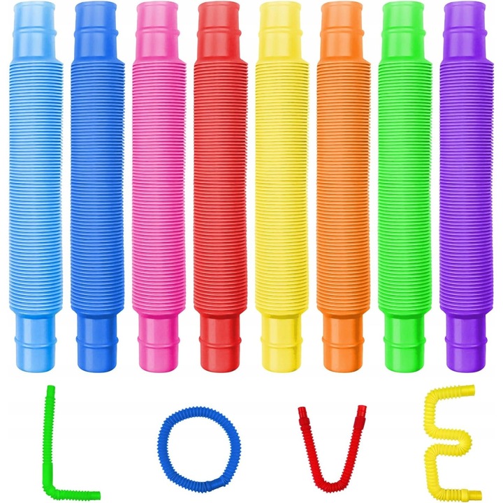 24 darabos szenzoros rugalmas csőkészlet gyerekeknek, műanyag, többszínű