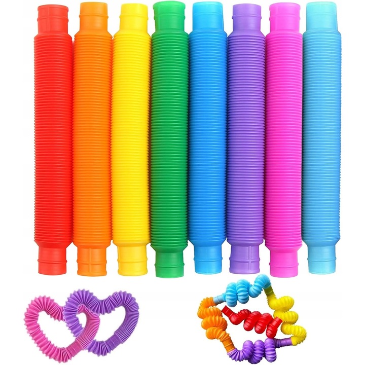 Set 24 mini tuburi senzoriale antistres, multicolor, 14x48cm