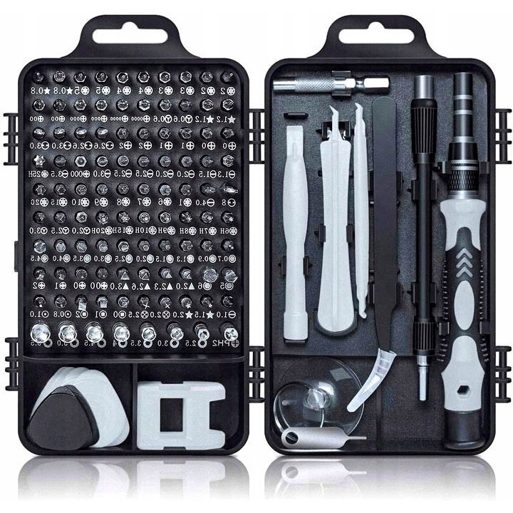 Set de unelte precise 122 in 1, surubelnite, 103 capete magnetice, cutie organizare