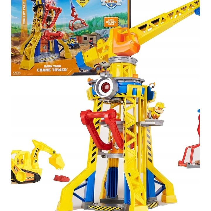 Set de constructie cu macara, vehicul, figura si nisip magic, 340g, peste 60cm