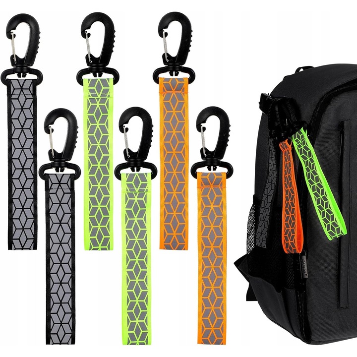 Set 6 benzi reflectorizante pentru Copii, Nylon, Multicolor, 20x2,5cm