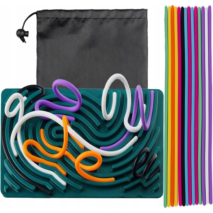 Tabla senzoriala din silicon, set cu 20 de bete, 17x10x2cm, multicolor, pentru dezvoltare senzoriala si reducerea stresului