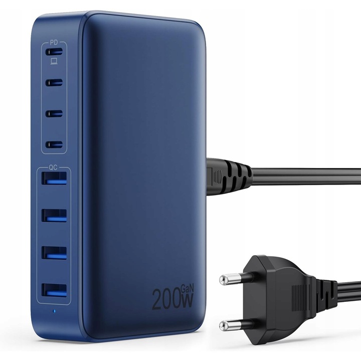 Incarcator laptop Feob 200W 8 porturi USB-C, incarcare rapida, compatibilitate universala