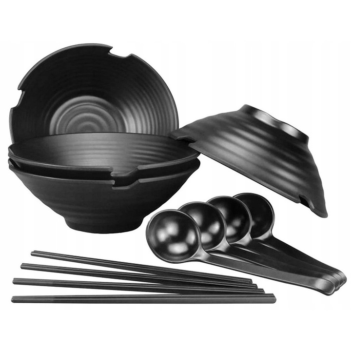 4 ramen tál, 4 kanál, 4 pár evőpálcika szett