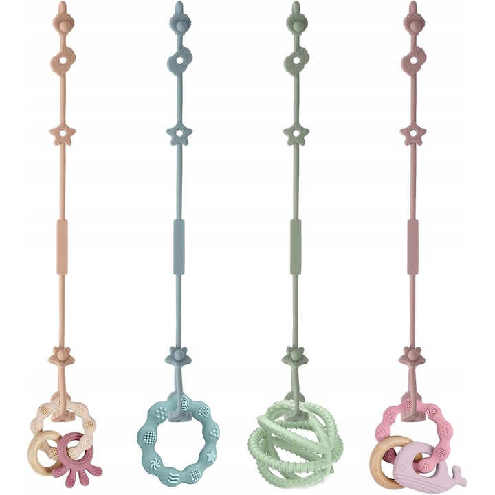 Set 4 lanturi pentru suzete, Multicolor, 55cm