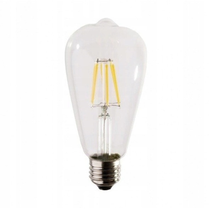 Bec LED ST64 E27 Filament 4W 4000K прозрачен, 140x64mm, комплект