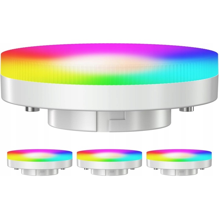 Комплект 4 LED крушки GX53, 6,6 W, RGB, 7,4x7,4x2,4 см