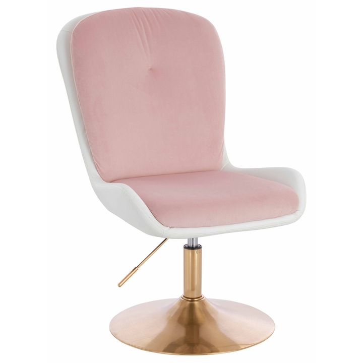 Scaun de birou, Votana, HR690N, Velvet&soft Piele Pu, Baza Aurie, Roz Pudra/Alb