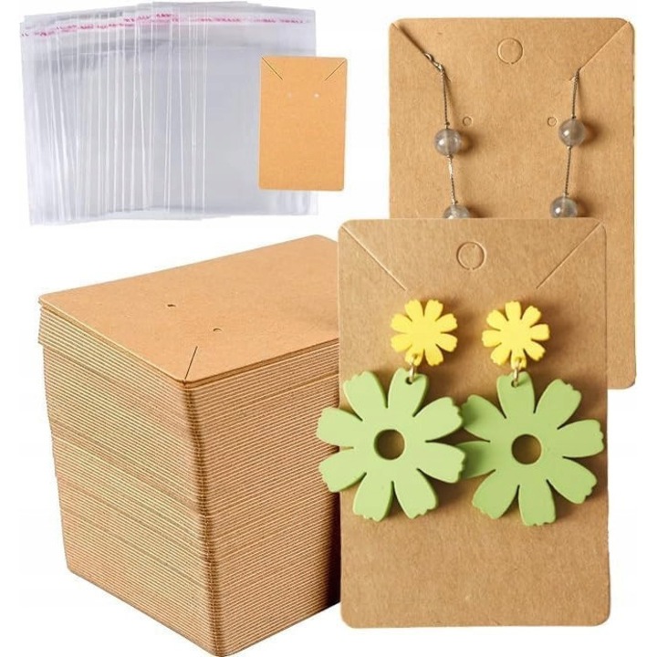 Комплект картонени кутии с торбички за бижута „Направи си сам“, 100 броя, кафяви