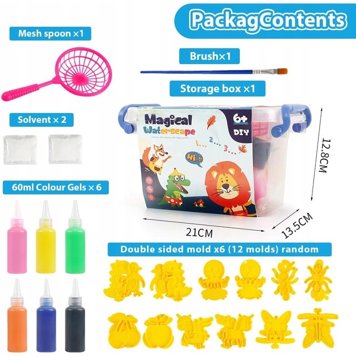 Set creativ DIY pentru copii, figurine 3D, animale marine din hidrogel, multicolor, 5+ ani