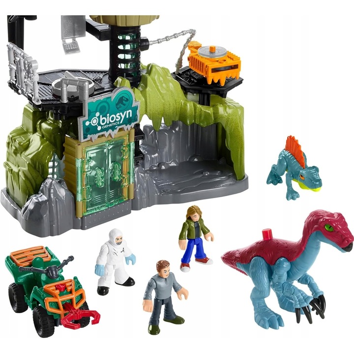 Dinoszaurusz laboratóriumi készlet figurákkal és járművel, 3 figura, 2 dinoszaurusz, többszínű, 3-8 éves gyermekeknek