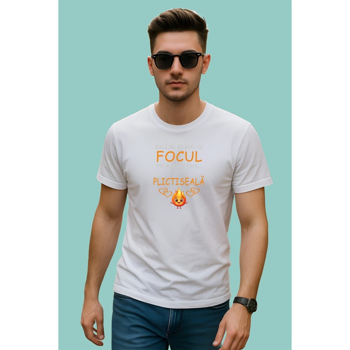 Tricou Daca Nu Te Joci Cu Focul Vei Murii De Frig, Barbat, 100% Bumbac, Cri-Flo, Cadou Aniversare Evenimente, Culoare Alb, Marime XL