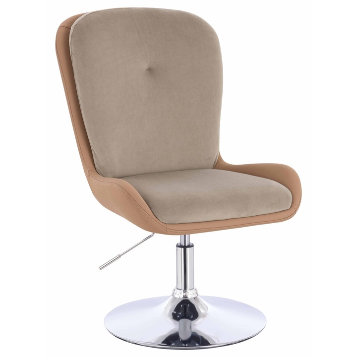 Scaun de birou, Votana, HR690N, Velvet&soft Piele Pu, Baza Cromata, Latte/Carmel