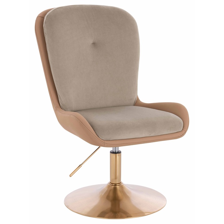 Scaun de birou, Votana, HR690N, Velvet&soft Piele Pu, Baza Aurie, Latte/Carmel