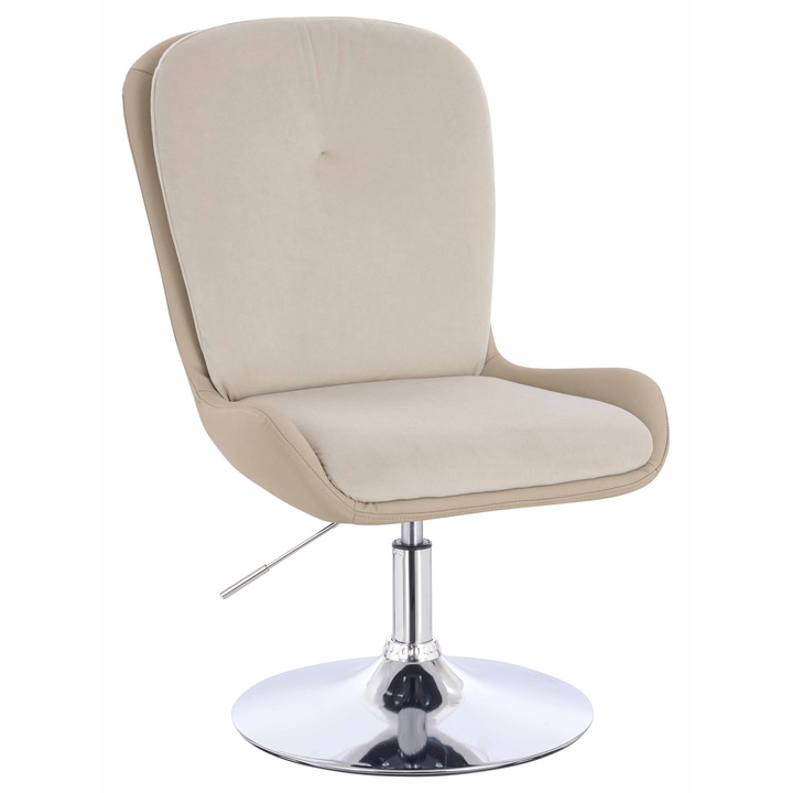 Scaun de birou, Votana, HR690N, Velvet&soft Piele Pu, Baza Cromata, Cremos/Cremos