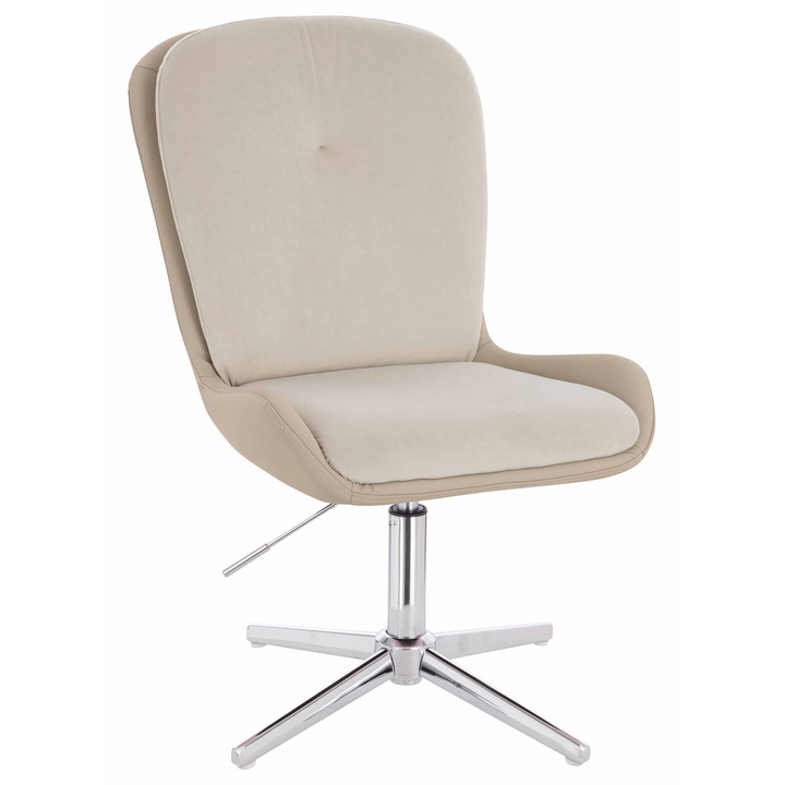 Scaun de birou, Votana, HR690CROSS, Velvet&soft Piele Pu, Baza Cromata, Cremos/Cremos