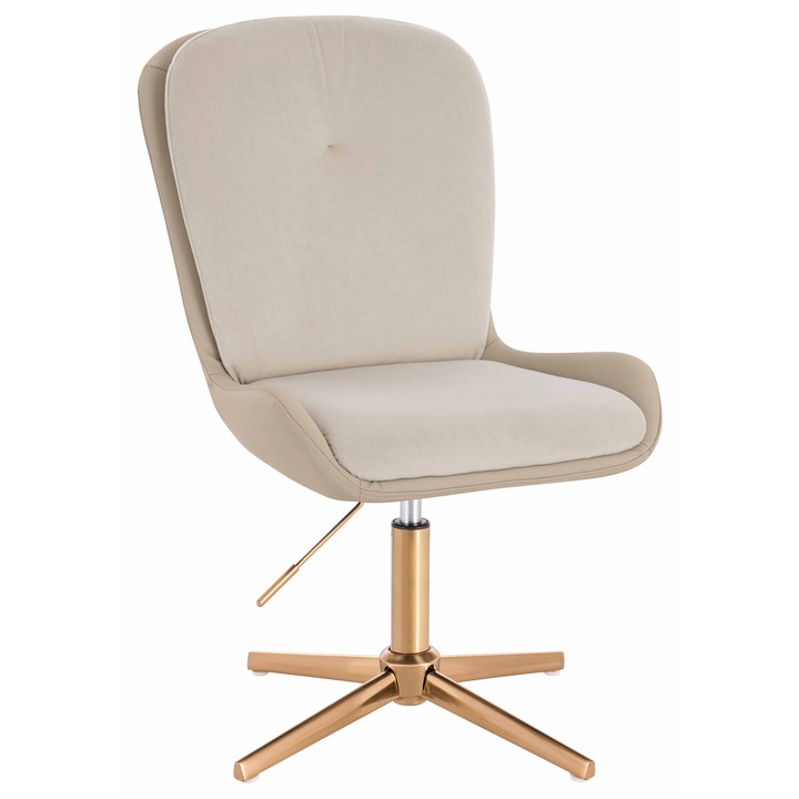 Scaun de birou, Votana, HR690CROSS, Velvet&soft Piele Pu, Baza Aurie, Cremos/Cremos