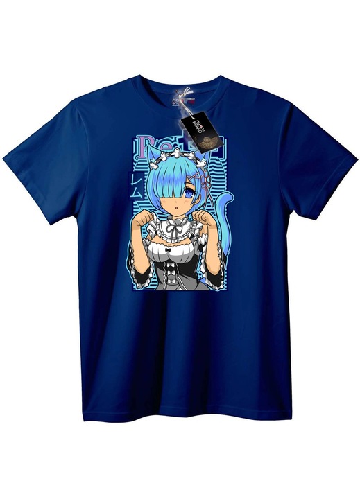 Tricou cu anime menajeră, Bleumarin