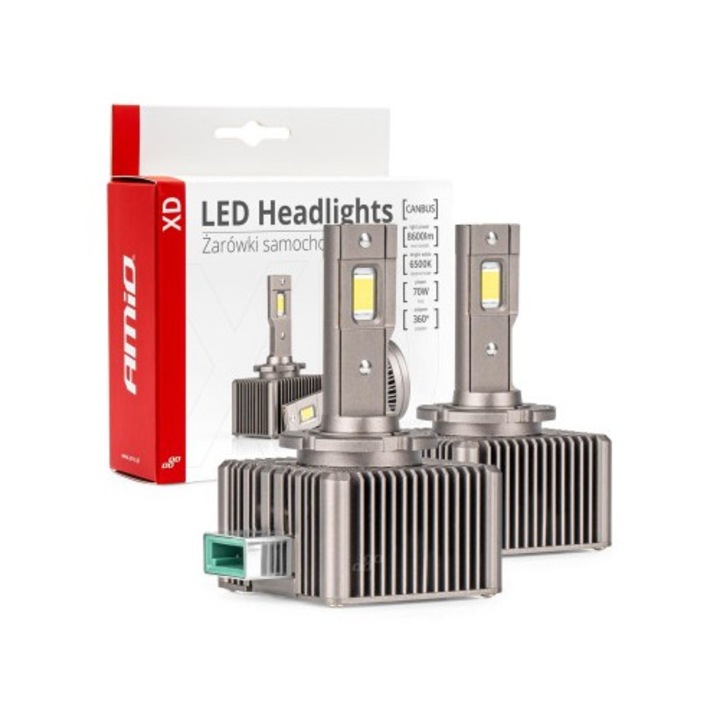 Set 2 leduri auto D3S, Canbus, 70W, 8600 Lm, 6500k, 12V, Amio seria XD