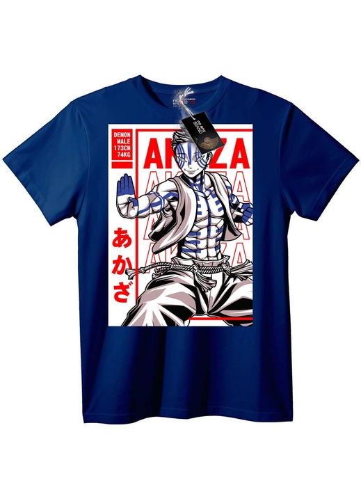 Tricou cu Akaza din anime, Bleumarin