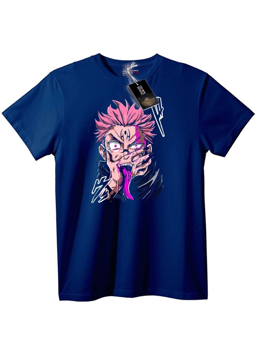 Tricou Anime cu păr roz, Bleumarin