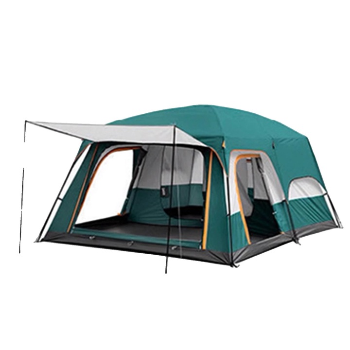Cort camping, 201T poliester, un dormitor si un living, pentru doua persoane, deschidere automata rapida, dimensiuni ample