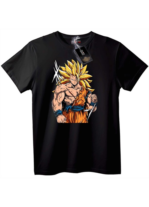 Szuper Saiyan Goku póló, Fekete, 5XL