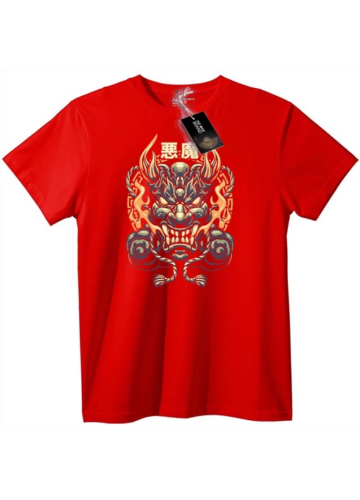 Tricou Mască Demon Oni, Rosu