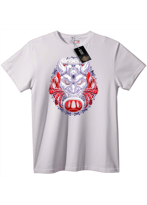 Tricou Mască Cyber Oni, Alb