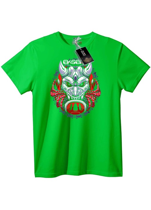 Tricou Mască Cyber Oni, Verde deschis