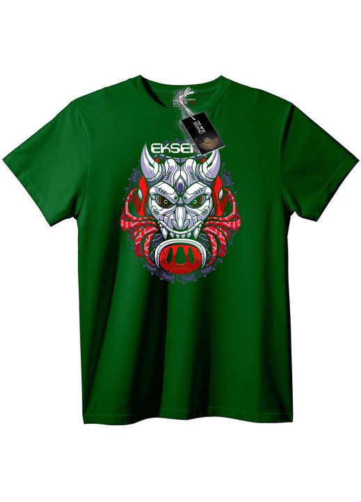 Tricou Mască Cyber Oni, Verde englez