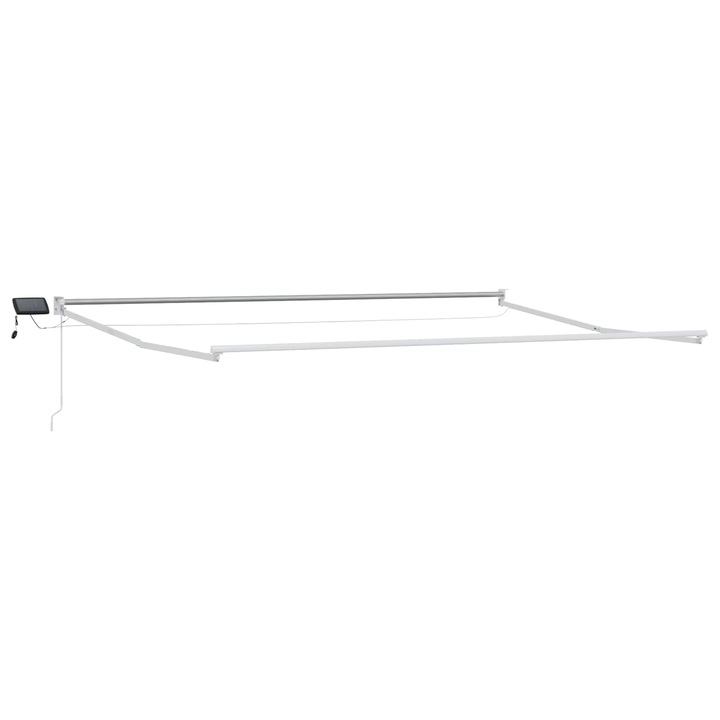 Marchiză retractabilă manuală vidaXL, alb, 4, 5x3m, cu LED-uri solare