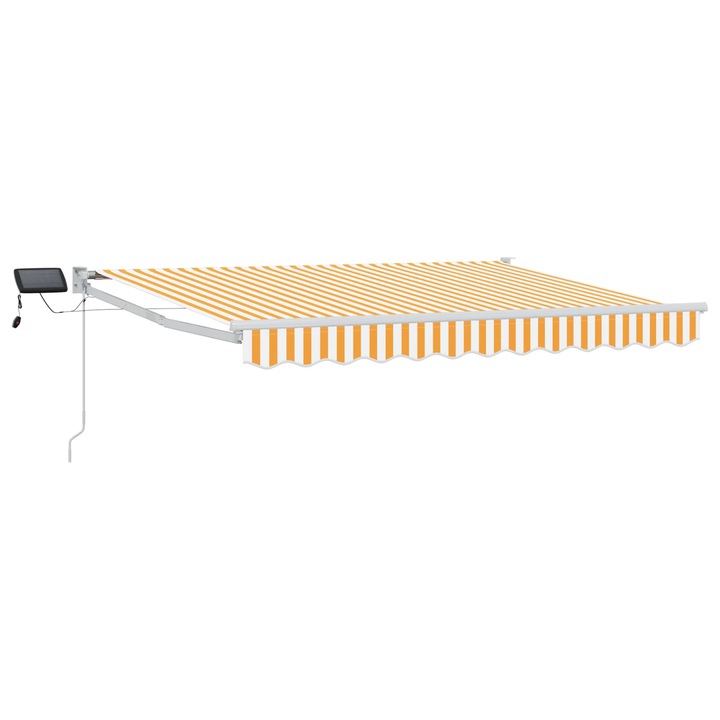 vidaXL LED-es, kézi kihúzható napernyő Narancs és fehér 3, 5 x 2, 5 m 3419267