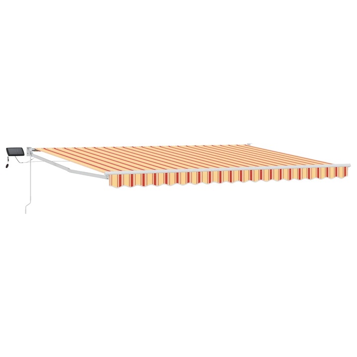 Marchiza retractabilă manuală vidaXL, multicolor, cu LED-uri solare, 5x3 m