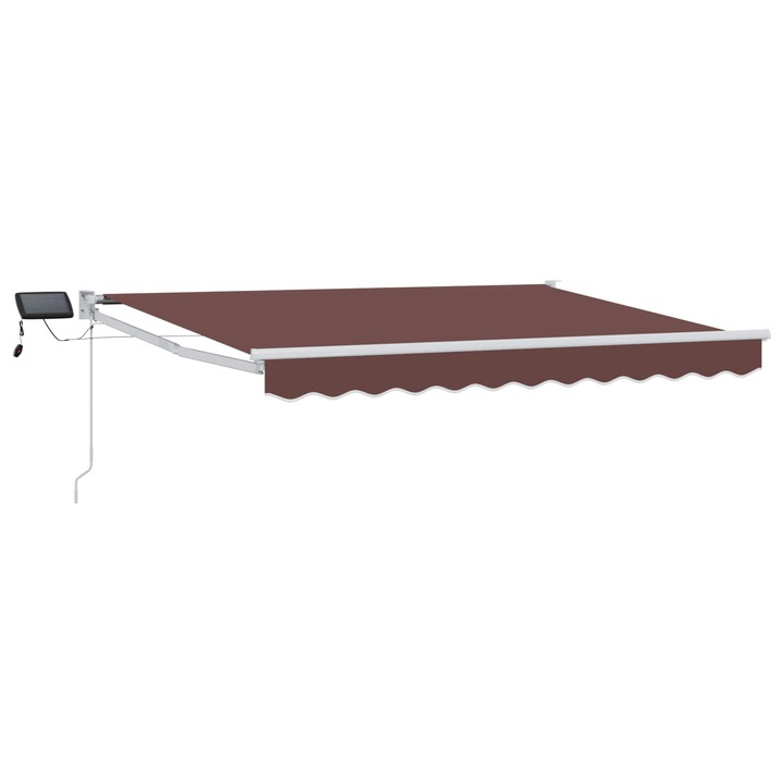 Marchiză retractabilă manuală vidaXL, alb-maro, 3, 5 x 2, 5 m, cu lumini LED solare