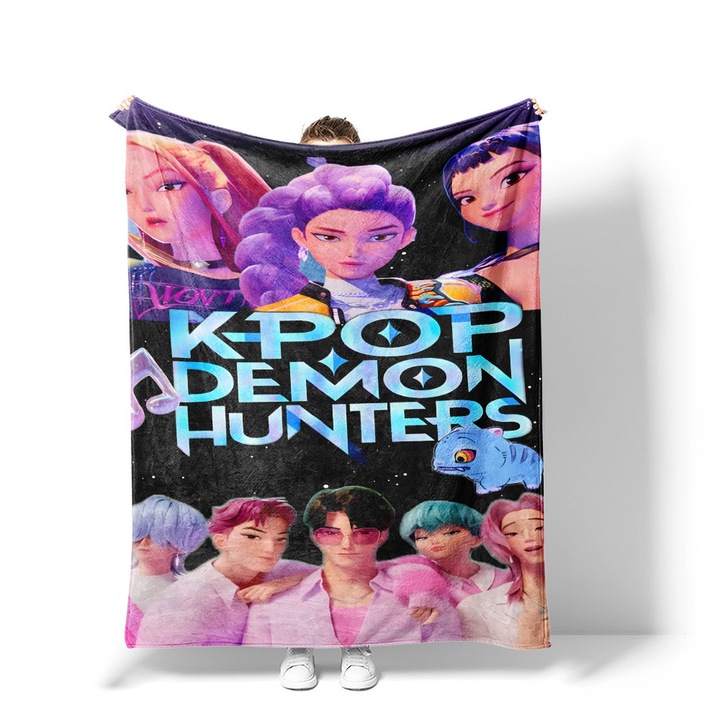 Patura de canapea K-POP Demon Hunter, flanel cald, 180x200cm