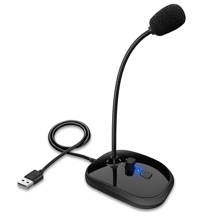 PC mikrofon 360 fokban állítható fekete 3.5mm