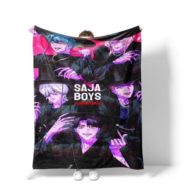 Одеяло K-POP Demon Hunter Girl Group, топъл фланел, 100x150см