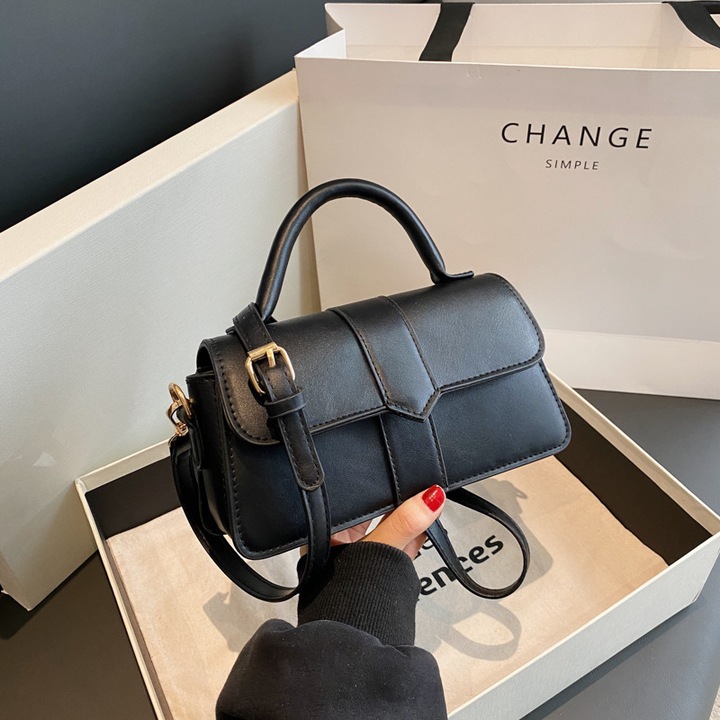 Retro női táska, fekete, 21x12x8cm