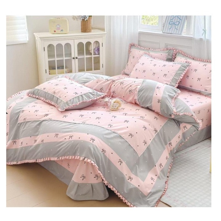 Set complet lenjerie finet 4 piese cu volanase – Confort sporit si design modern VL08