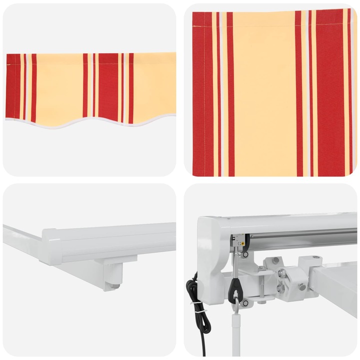 Cort electric retractabil Galben vidaXL, Portocaliu si Alb 2, 5 x 2 m