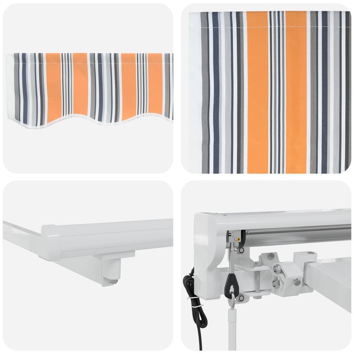 Cort electric retractabil Portocaliu vidaXL, Gri, Albastru, Alb