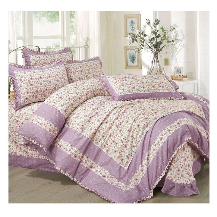 Set complet lenjerie finet 4 piese cu volanase – Confort sporit si design modern VL14